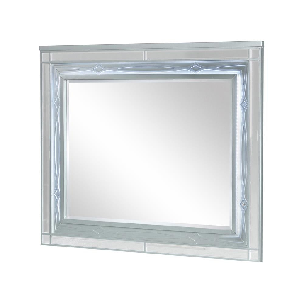 Gunnison Dresser Mirror with LED Lighting Silver Metallic  Half Price Furniture