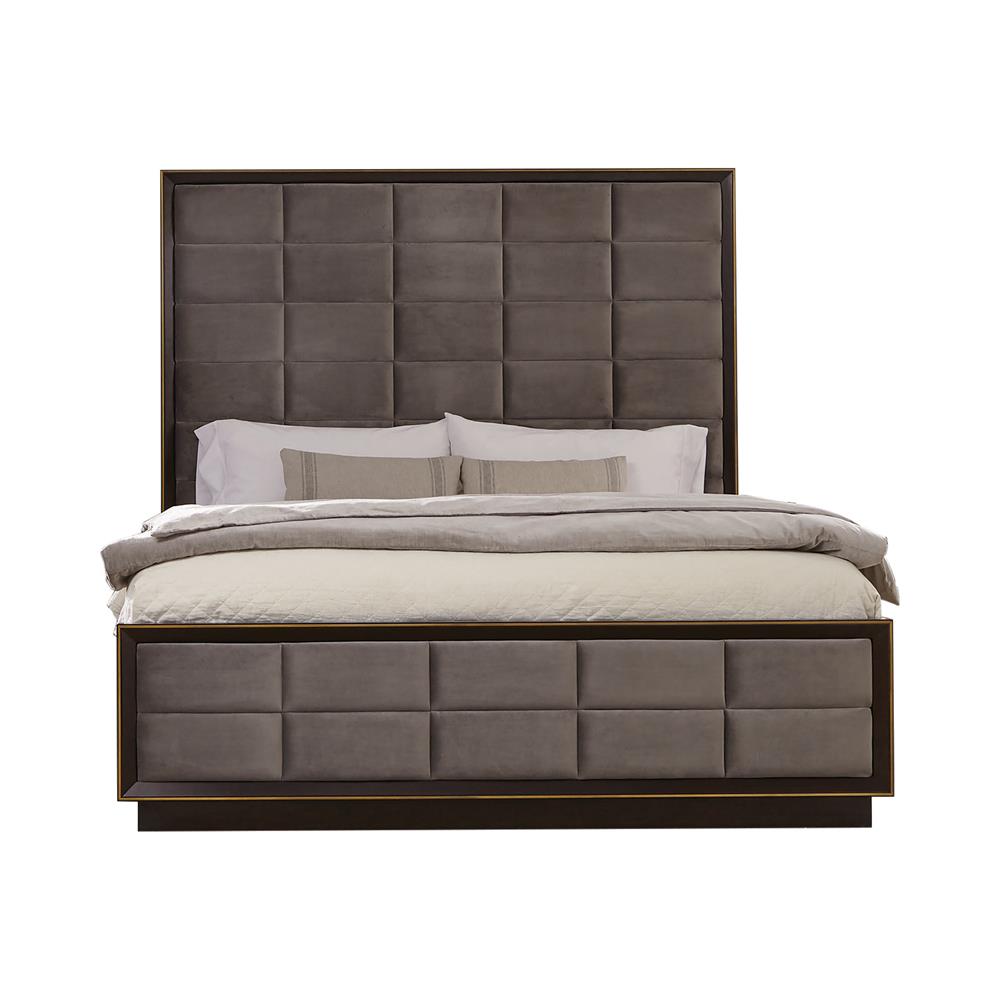 Durango Eastern King Upholstered Bed Smoked Peppercorn and Grey  Half Price Furniture