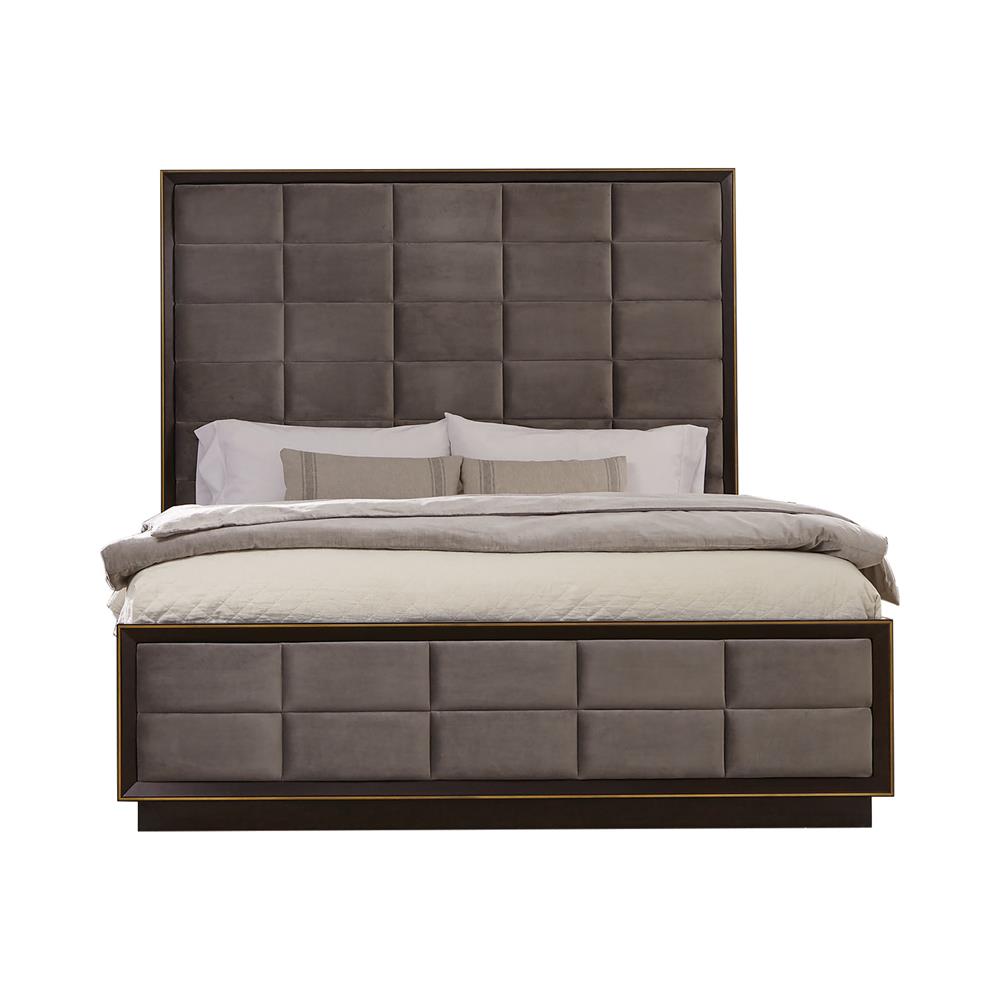 Durango California King Upholstered Bed Smoked Peppercorn and Grey  Half Price Furniture