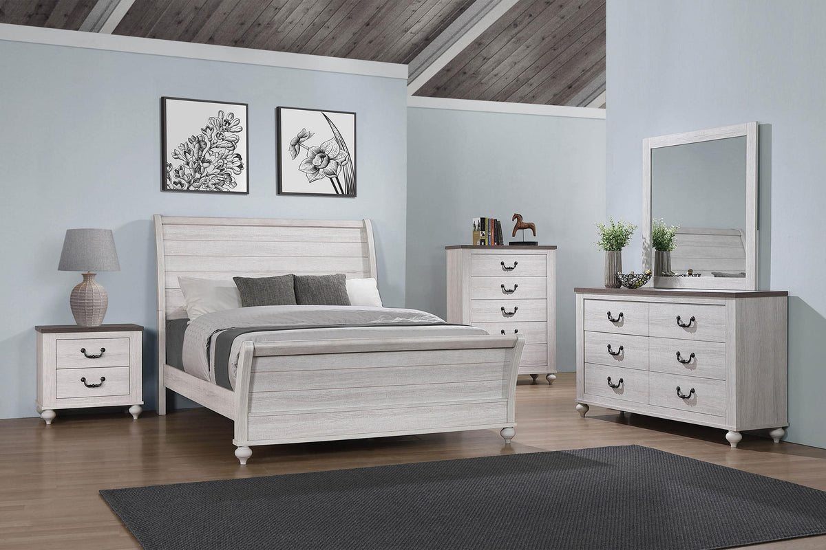 Stillwood 5-piece Queen Panel Bedroom Set Vintage Linen Half Price Furniture
