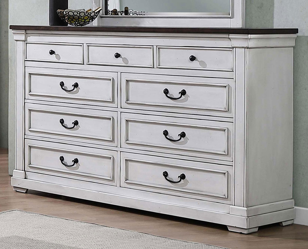 Hillcrest 9-drawer Dresser Dark Rum and White Hillcrest 9-drawer Dresser Dark Rum and White Half Price Furniture