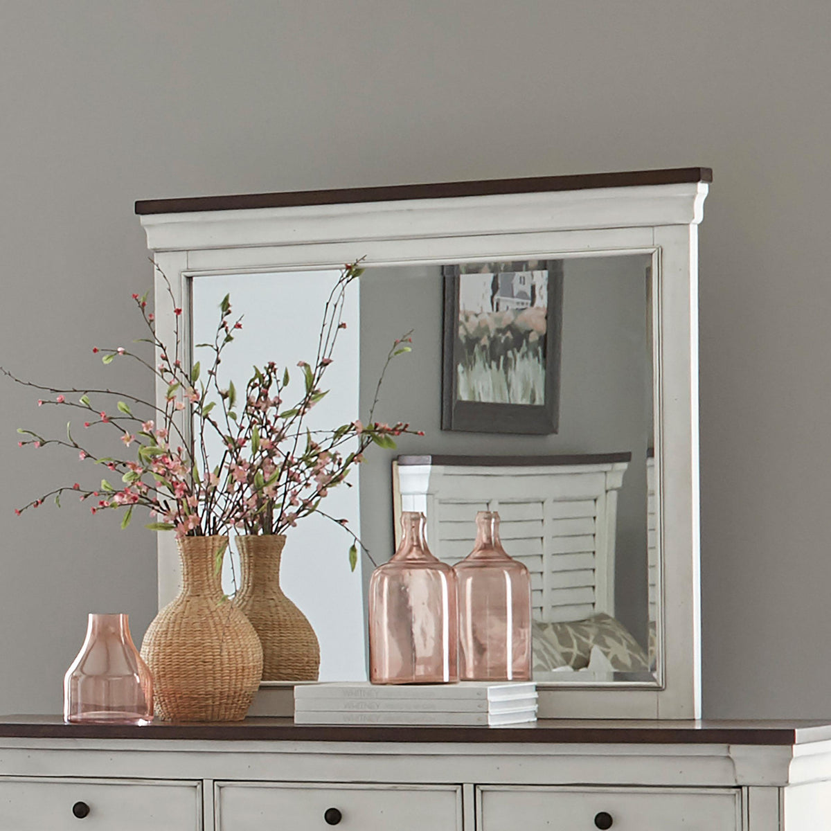 Hillcrest Rectangular Dresser Mirror Dark Rum and White  Half Price Furniture