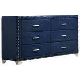 Melody 6-drawer Upholstered Dresser Pacific Blue Half Price Furniture