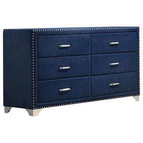 Melody 6-drawer Upholstered Dresser Pacific Blue Half Price Furniture