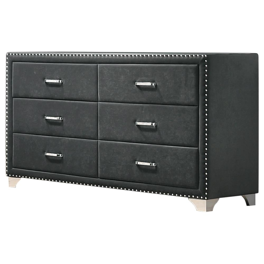Melody 6-drawer Upholstered Dresser Grey Melody 6-drawer Upholstered Dresser Grey Half Price Furniture