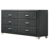 Melody 6-drawer Upholstered Dresser Grey Half Price Furniture
