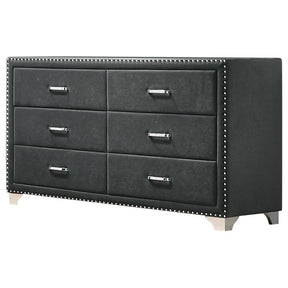 Melody 6-drawer Upholstered Dresser Grey Half Price Furniture