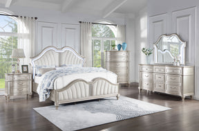 Evangeline Upholstered Platform Bedroom Set Ivory and Silver Oak Half Price Furniture