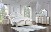 Evangeline Upholstered Platform Bedroom Set Ivory and Silver Oak Half Price Furniture