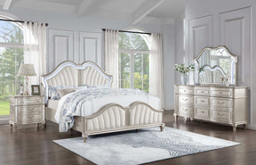 Evangeline Upholstered Platform Bedroom Set Ivory and Silver Oak Half Price Furniture