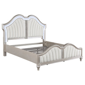 Evangeline Tufted Upholstered Platform Bed Ivory and Silver Oak  Half Price Furniture