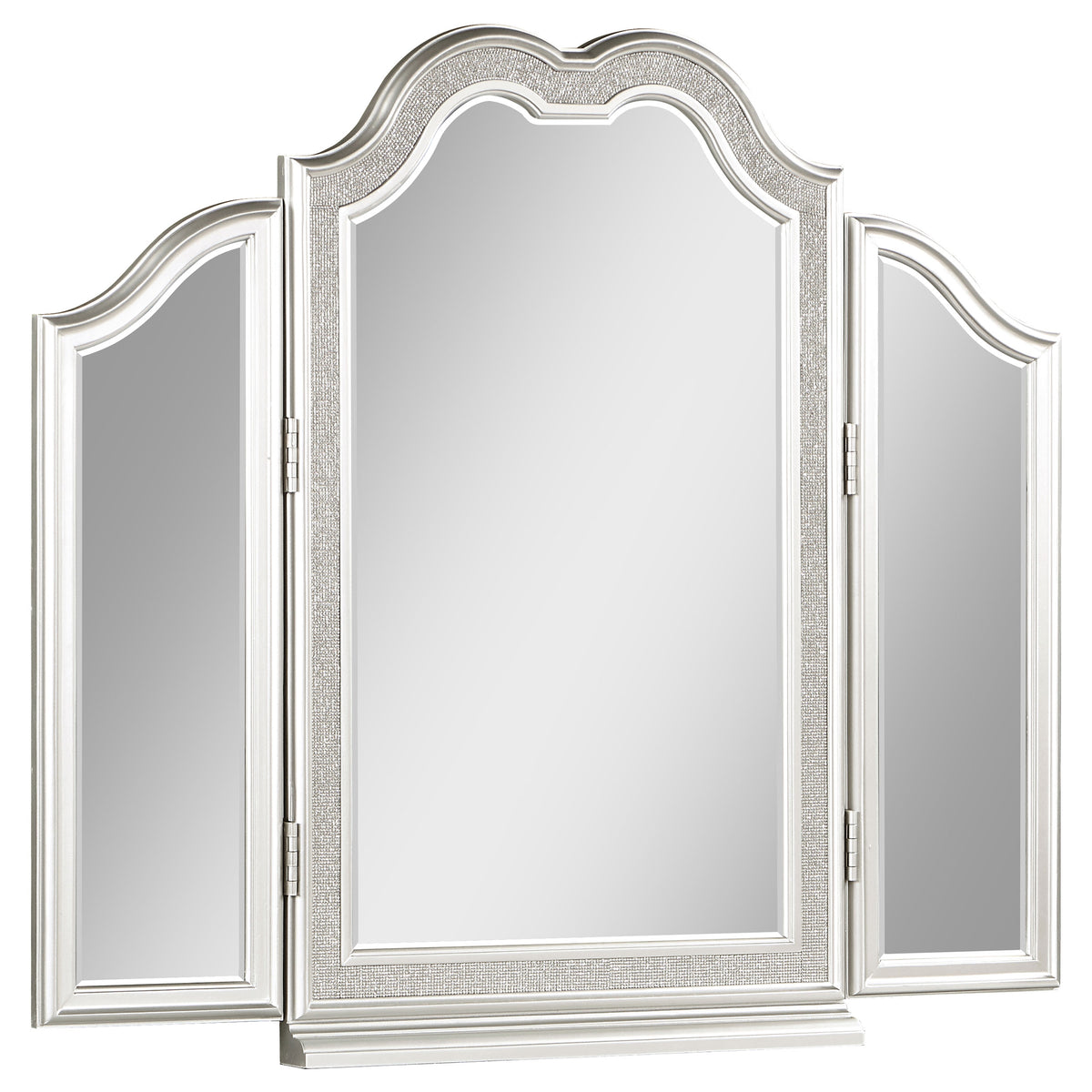 Evangeline Vanity Mirror with Faux Diamond Trim Silver  Half Price Furniture