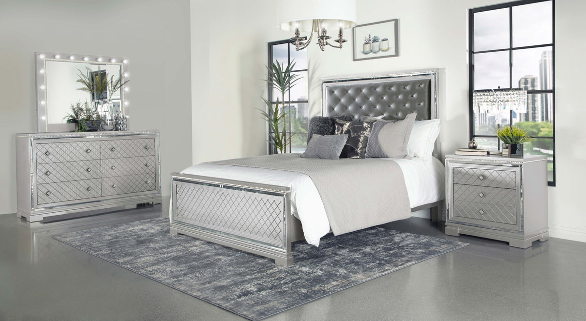 Eleanor Upholstered Tufted Bedroom Set Metallic Half Price Furniture