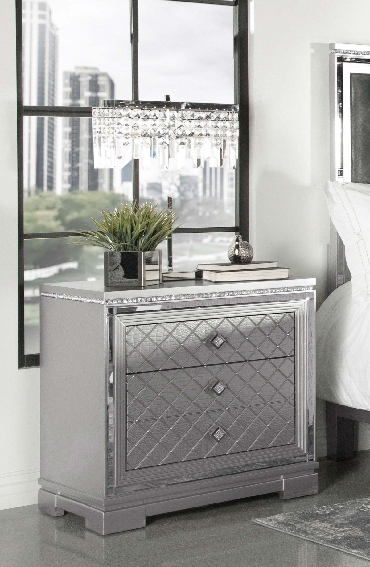 Eleanor Rectangular 2-drawer Nightstand Metallic  Half Price Furniture