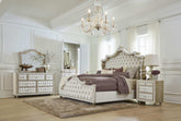 Antonella 5-Piece Eastern King Upholstered Tufted Bedroom Set Ivory and Camel - Half Price Furniture