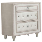Antonella 3-drawer Upholstered Nightstand Ivory and Camel Half Price Furniture
