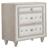 Antonella 3-drawer Upholstered Nightstand Ivory and Camel  Half Price Furniture