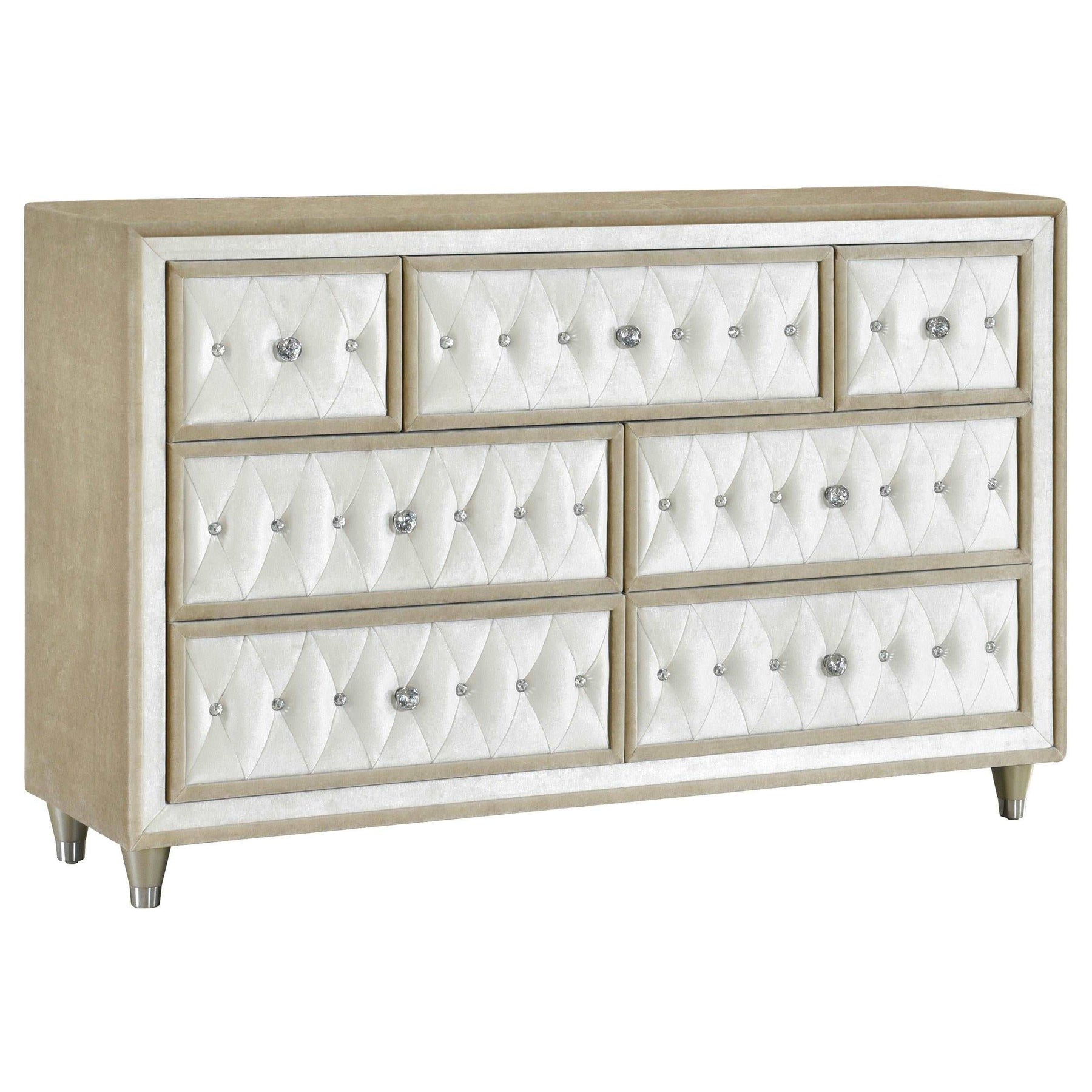 Antonella 7 Drawer Upholstered Dresser Ivory Camel Antonella 7 Drawer Upholstered Dresser Ivory Camel