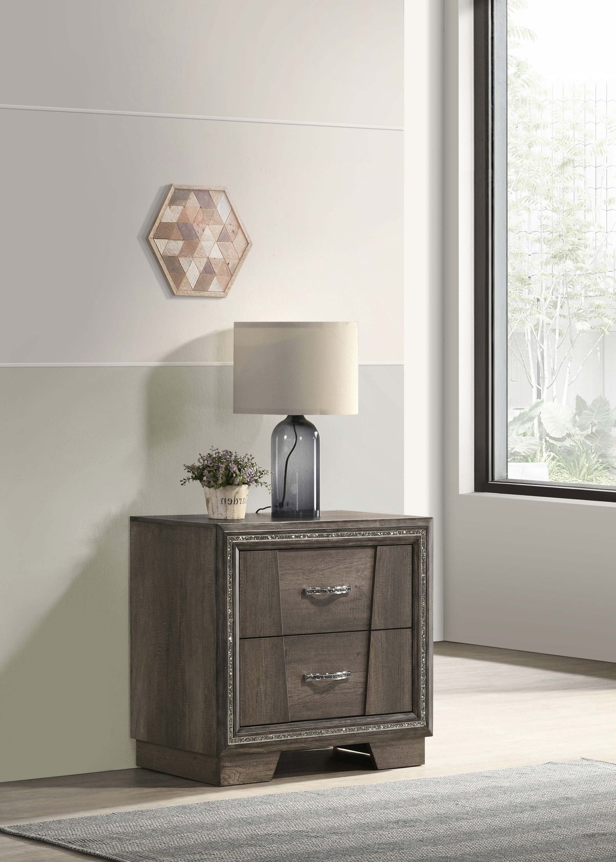 Janine 2-drawer Nightstand Grey Janine 2-drawer Nightstand Grey Half Price Furniture