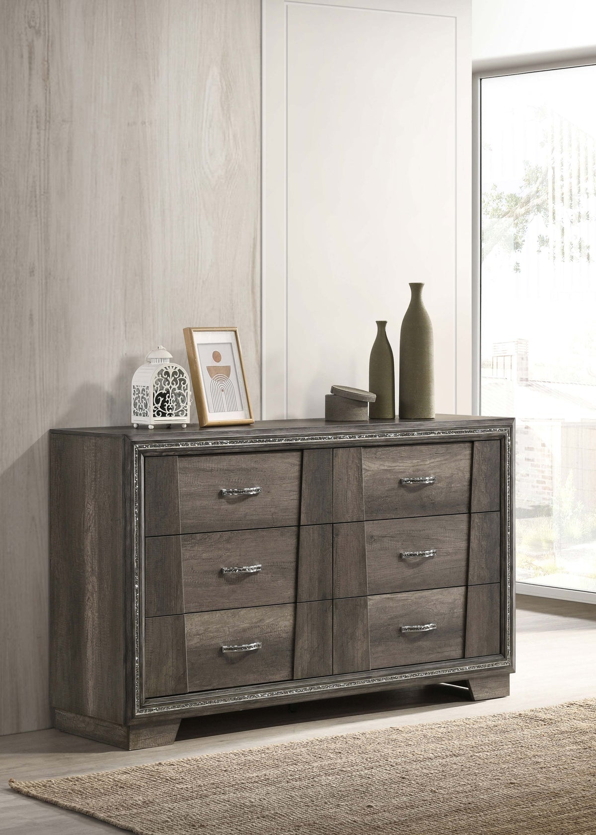 Janine 6-drawer Dresser Grey  Half Price Furniture
