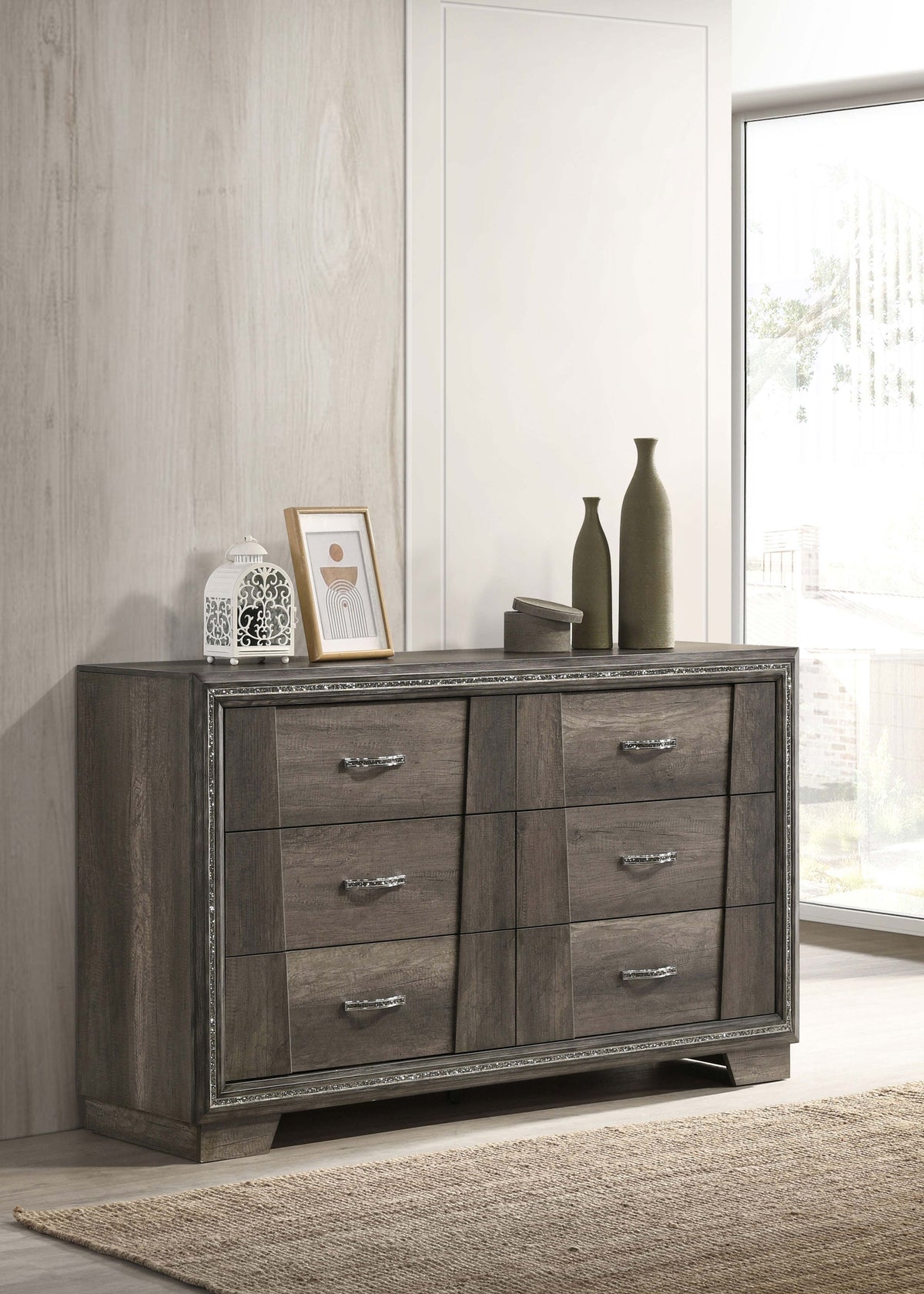 Janine 6-drawer Dresser Grey Half Price Furniture