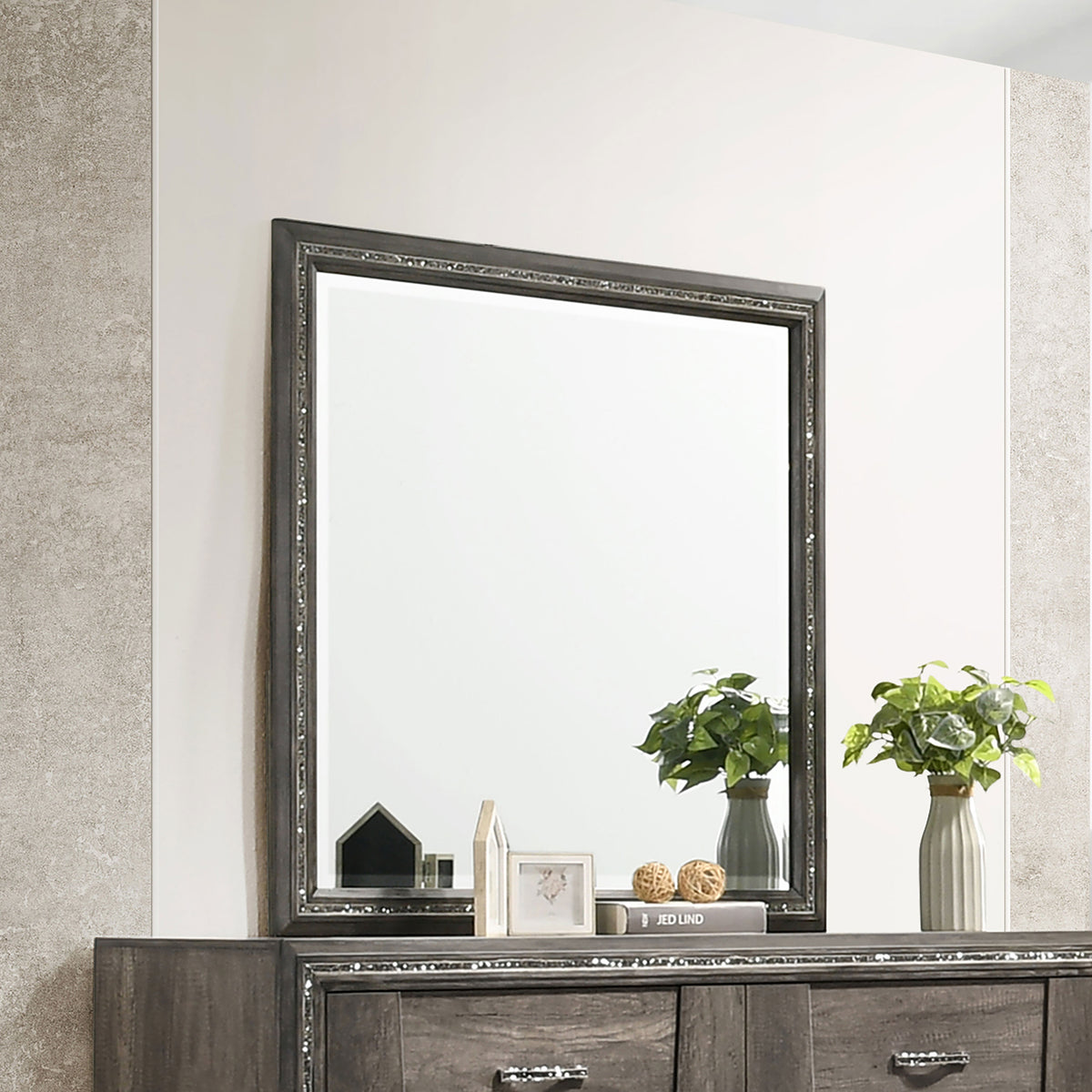 Janine Square Dresser Mirror Grey  Half Price Furniture