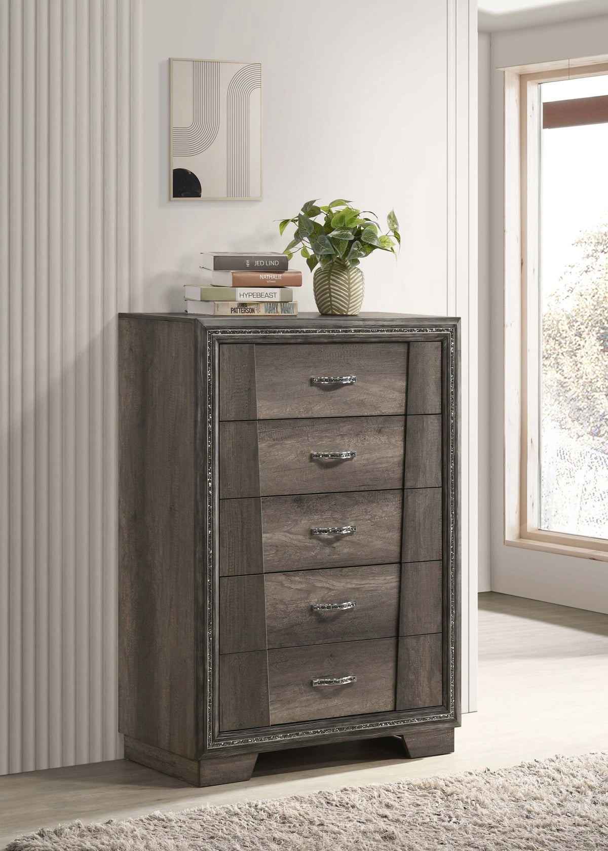 Janine 5-drawer Chest Grey  Half Price Furniture