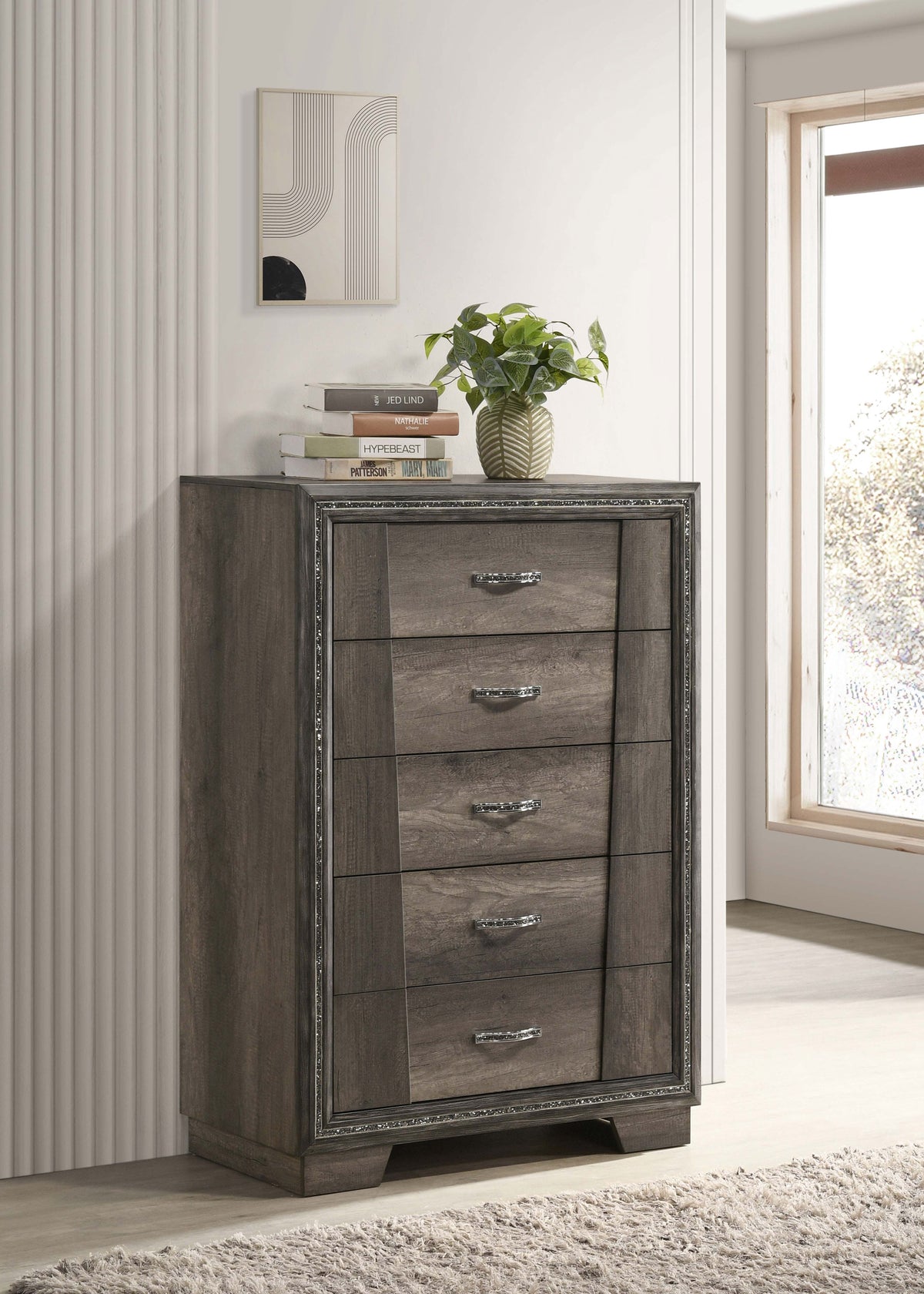 Janine 5-drawer Chest Grey Janine 5-drawer Chest Grey Half Price Furniture