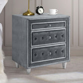 Antonella 3-drawer Upholstered Nightstand Grey Half Price Furniture