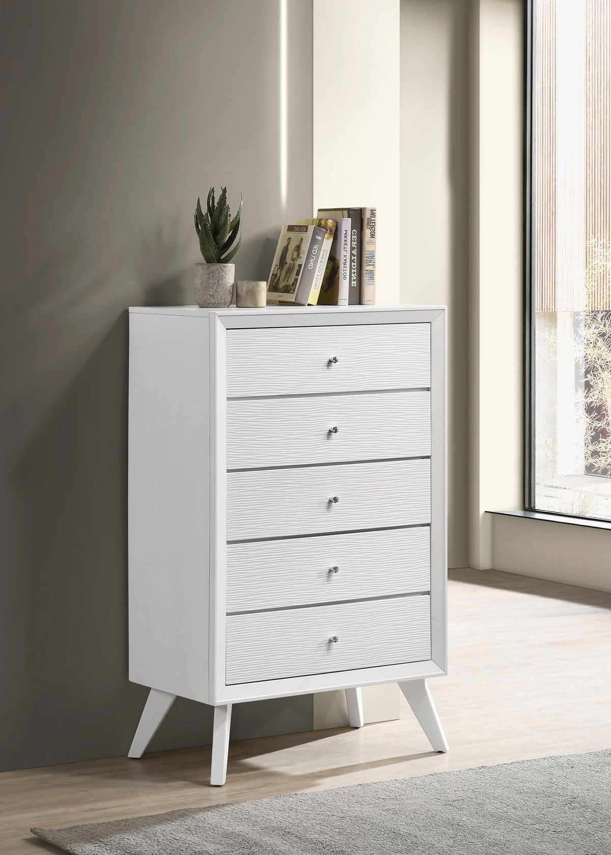 Janelle 5-drawer Chest White  Half Price Furniture
