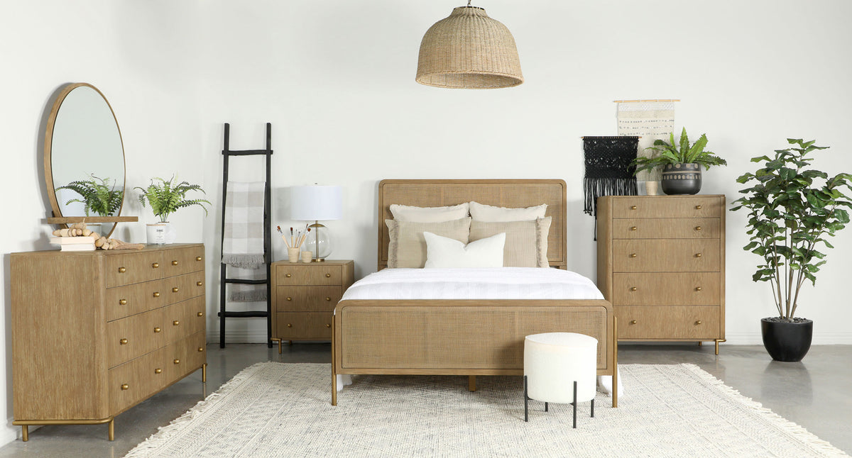 Arini 4-piece Upholstered Queen Bedroom Set Sand Wash  Half Price Furniture