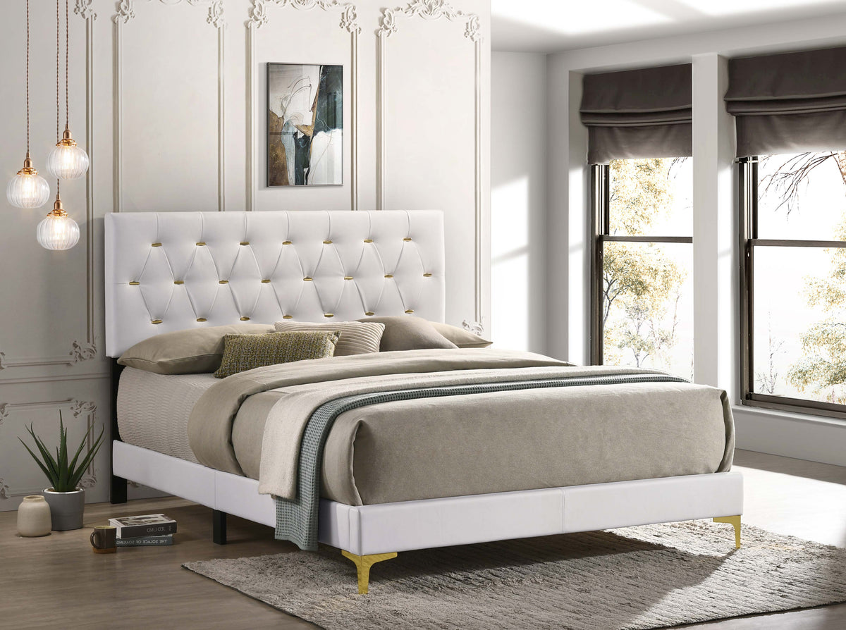 Kendall Tufted Upholstered Panel Bed White - Bed - Half Price Furniture