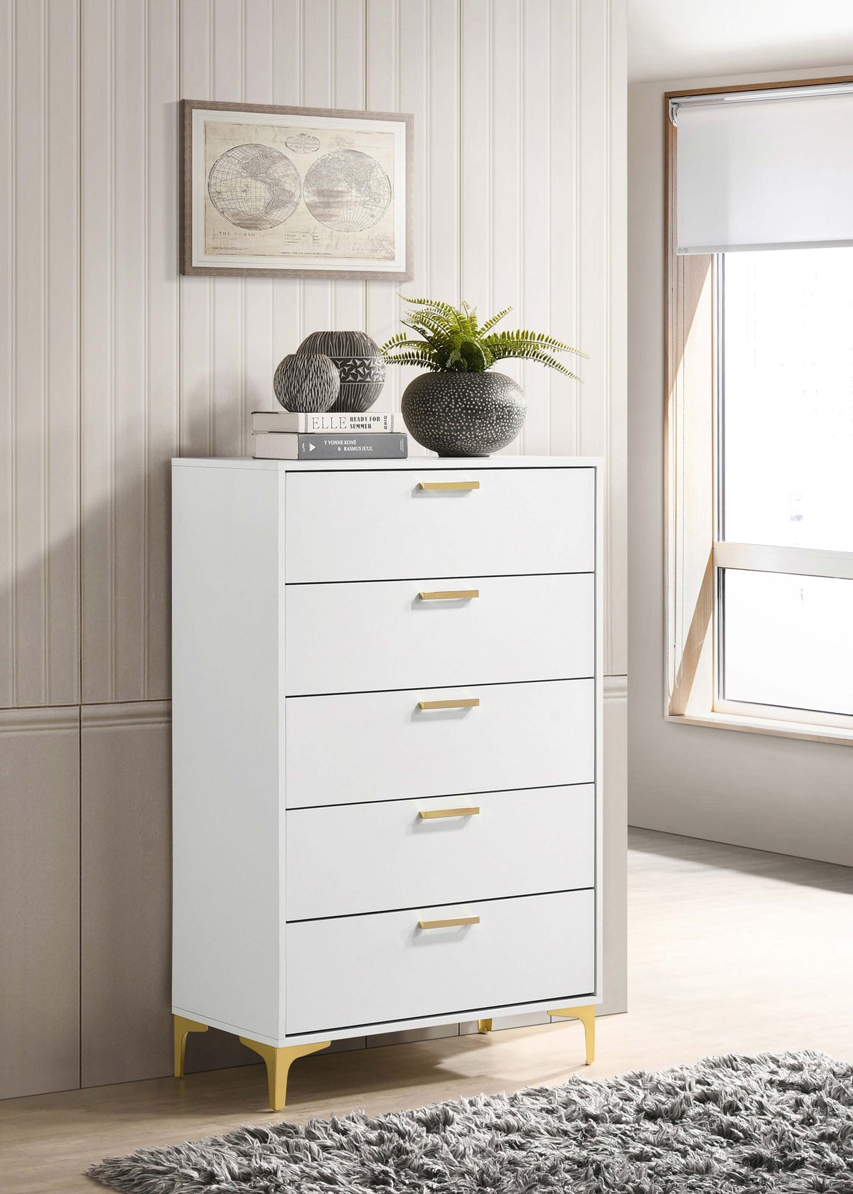 Kendall 5-drawer Chest White  Half Price Furniture