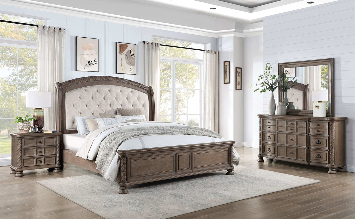 Emmett Bedroom Set Walnut and Beige Half Price Furniture