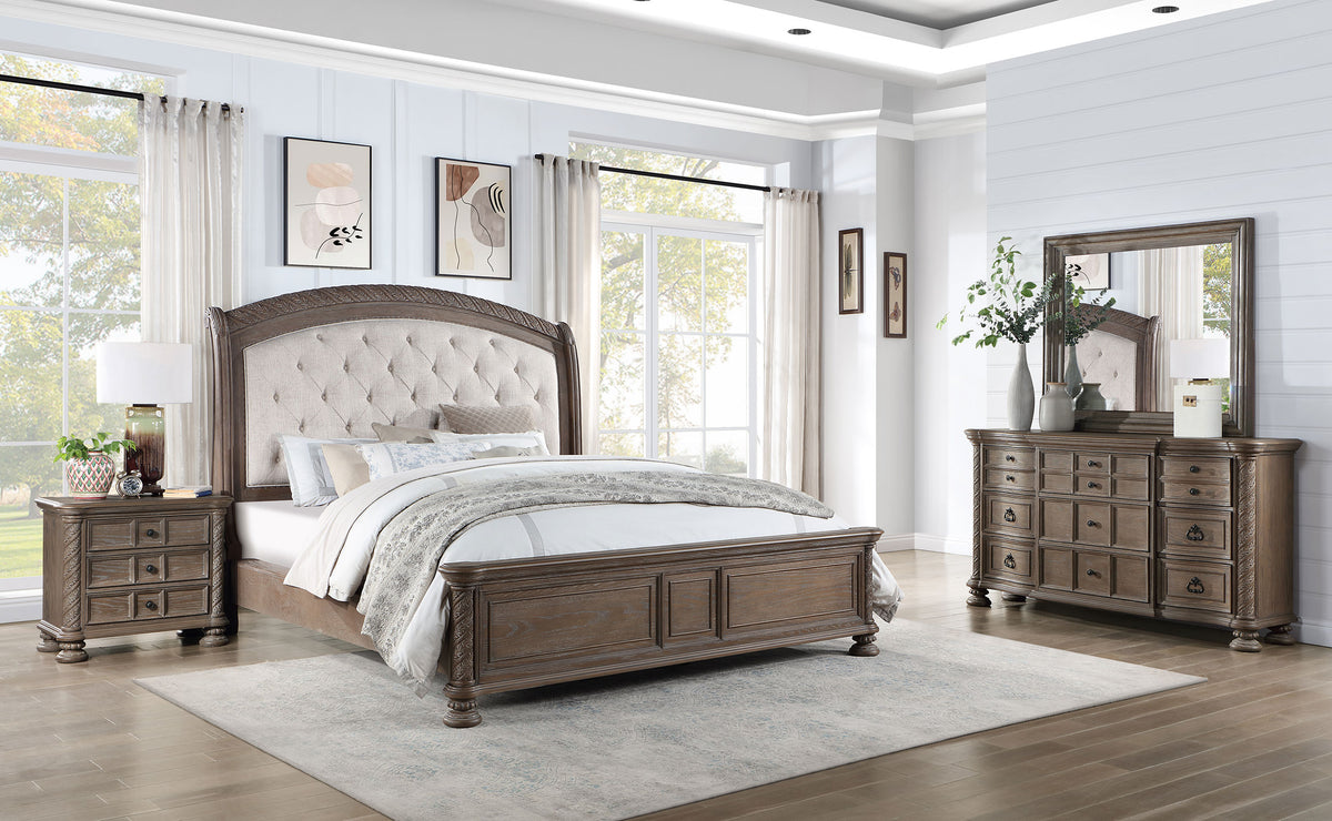 Emmett Bedroom Set Walnut and Beige Half Price Furniture