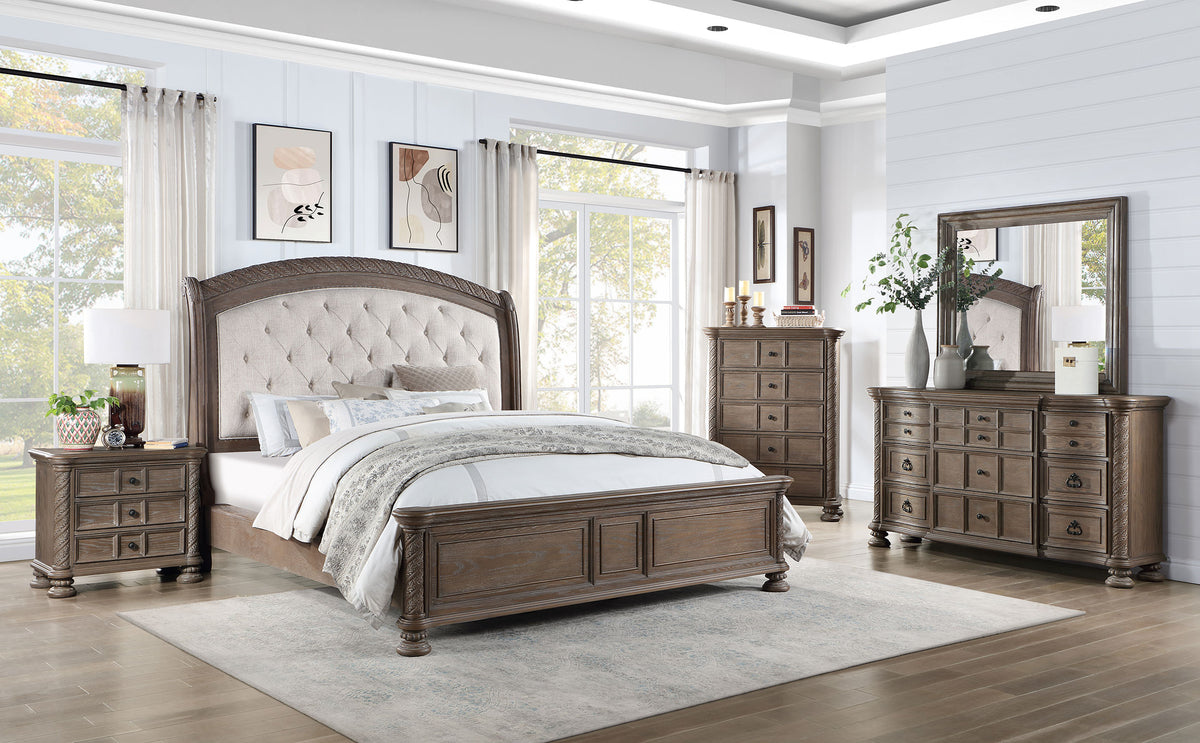 Emmett Bedroom Set Walnut and Beige - Bedroom Set - Half Price Furniture