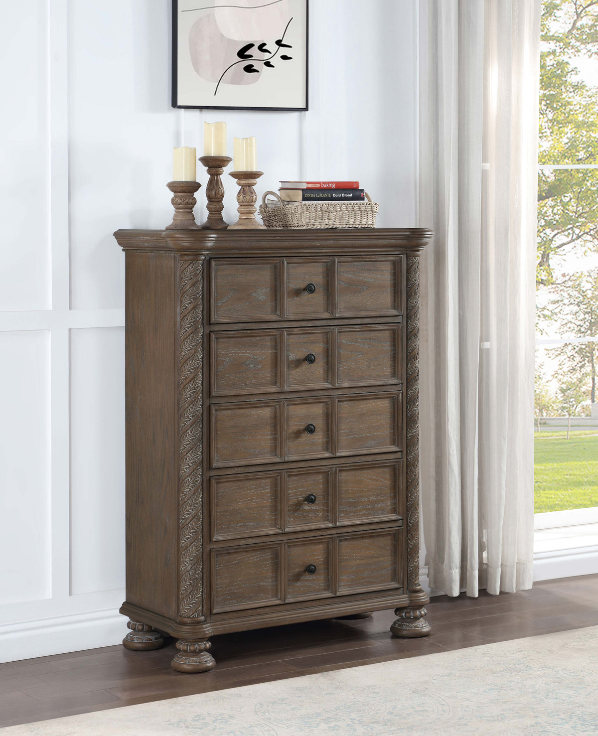 Emmett 5-drawer Chest Walnut Emmett 5-drawer Chest Walnut Half Price Furniture