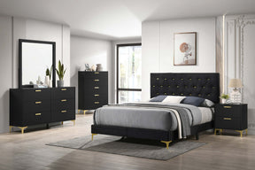 Kendall Tufted Panel Bedroom Set Black and Gold Half Price Furniture