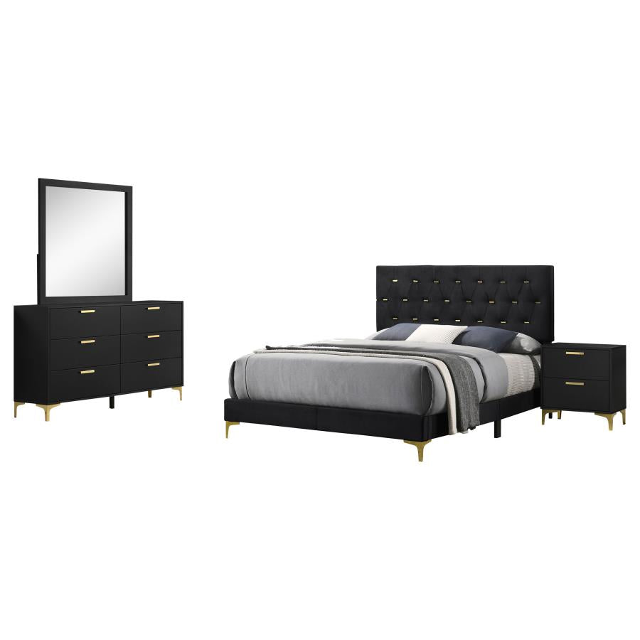 Kendall 4-Piece Tufted Bedroom Set Black and Gold