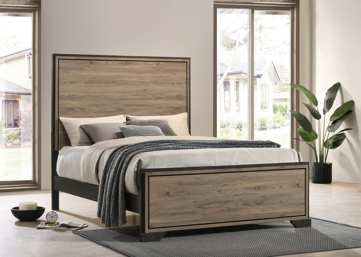 Baker Panel Bed Brown and Light Taupe Baker Panel Bed Brown and Light Taupe Half Price Furniture