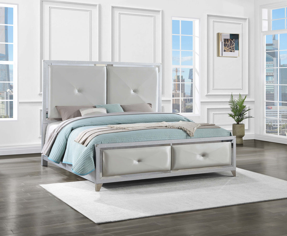 Larue Upholstered Tufted Panel Bed Silver  Half Price Furniture