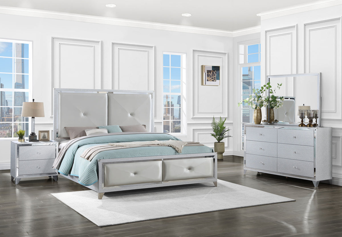 Larue Tufted Bedroom Set Silver  Half Price Furniture