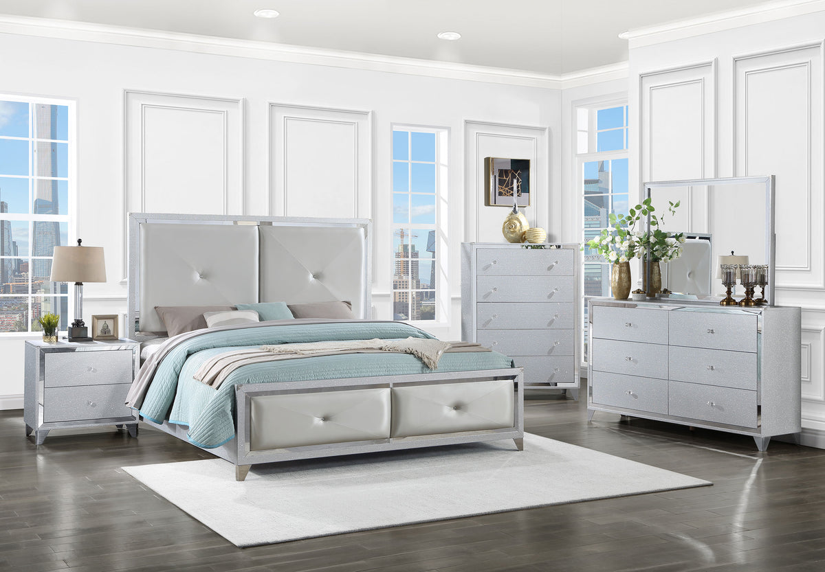 Larue Tufted Bedroom Set Silver - Bedroom Set - Half Price Furniture