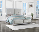 Larue Upholstered Tufted Panel Bed Silver Half Price Furniture