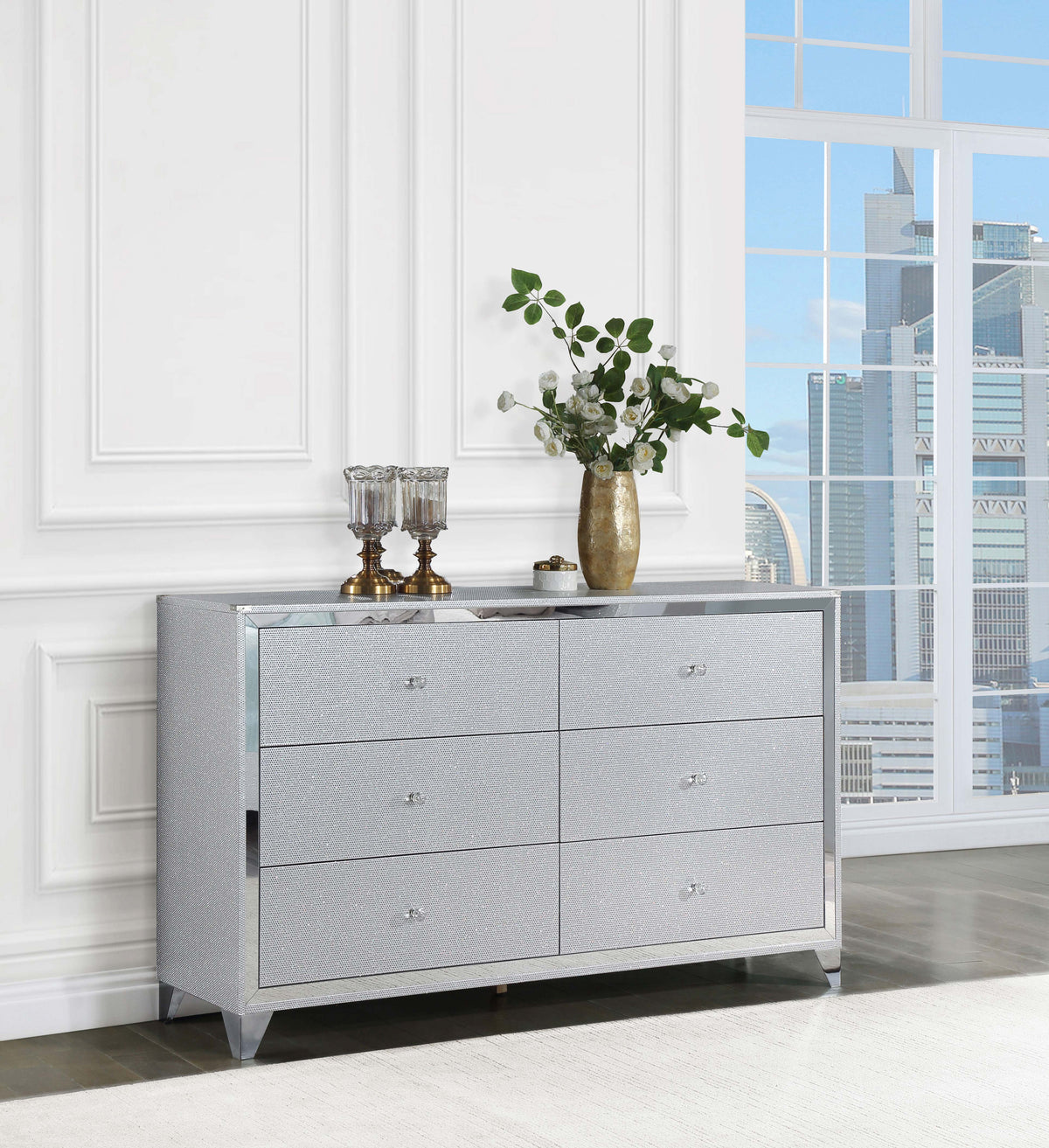Larue 6-drawer Dresser Silver Half Price Furniture