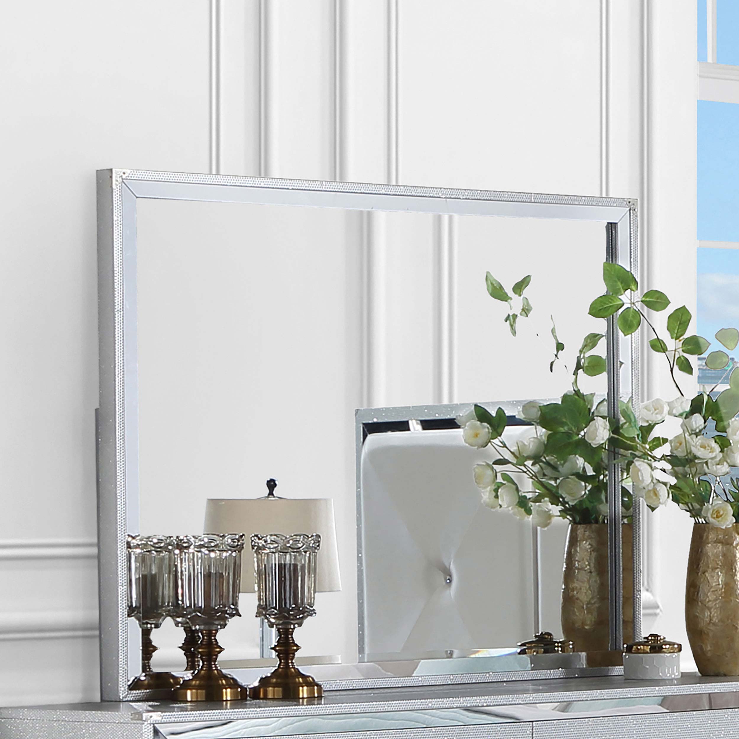 silver dresser with mirror Coaster Larue Dresser Mirror Silver