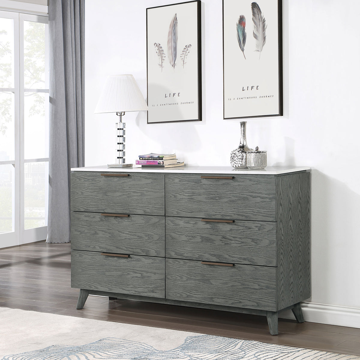 Nathan 6-drawer Dresser Grey Nathan 6-drawer Dresser Grey