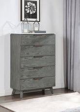 Nathan 5-drawer Chest White Marble and Grey Half Price Furniture