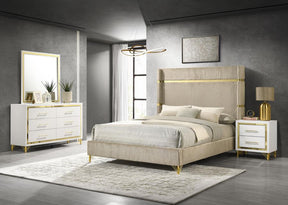 Lucia 4-Piece Bedroom Set Beige and White - King