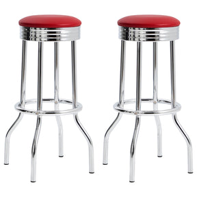 Theodore Upholstered Top Bar Stools Red and Chrome (Set of 2) Half Price Furniture